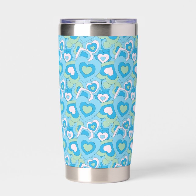 Gourde Isotherme Turquoise Retro Heart Tumbler (Extérieur)