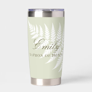 Gourde Isotherme Vert sauge clair pastel Blanc Matrone d'honneur Fo