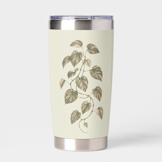 Gourde Isotherme Vigne de Pothos Vert Vintage (Extérieur)