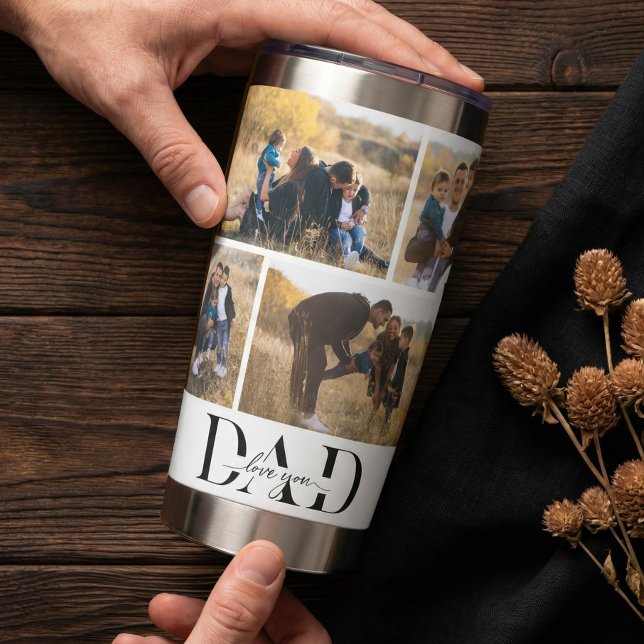 Gourde Isotherme We Love You Dad Personalized Father Photo Collage (We Love You Dad Personalized Father Photo Collage Insulated Tumbler)