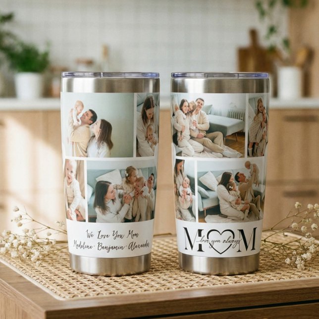 Gourde Isotherme We Love You Mom Personalized Mother Photo Collage (We Love You Mom Personalized Mother Photo Collage Insulated Tumbler)