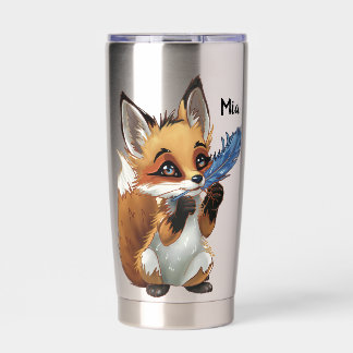 Gourde Isotherme Whimsical Fox with a Feather