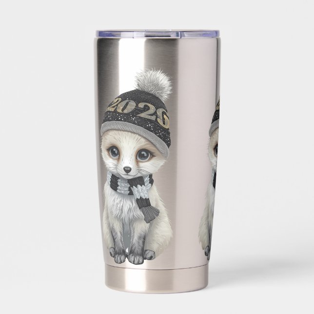 Gourde Isotherme Winter Cutie Mug  Cute Winter Animal Coffee Cup  (Extérieur)