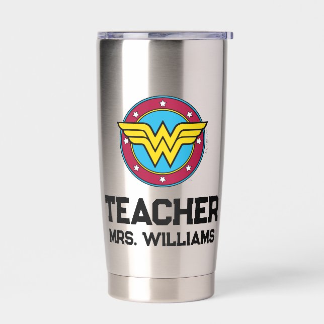 Gourde Isotherme Wonder Woman | Logo Cercle & Etoiles (Gauche)