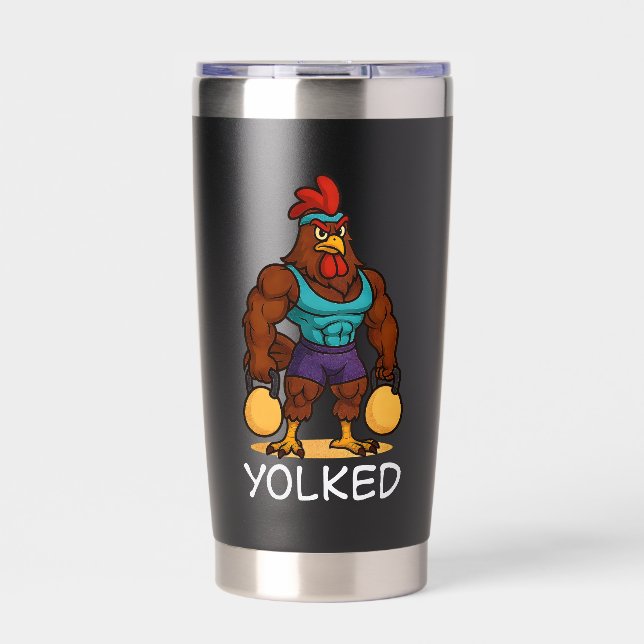 Gourde Isotherme Yolked Rooster – Funny Strong Chicken Kettlebell (Extérieur)