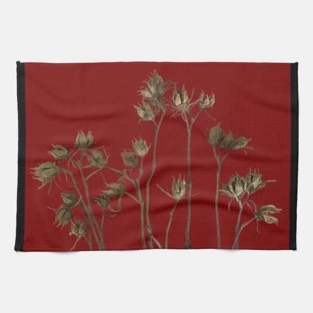 Gousses de graines sur un torchon de cuisine (Horizontal)