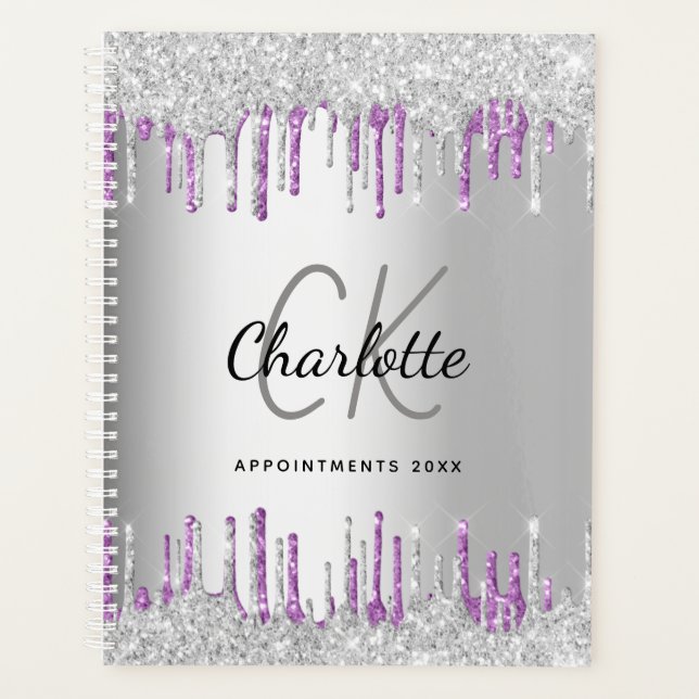 Gouttes de paillettes argentées avec monogramme vi (Devant)