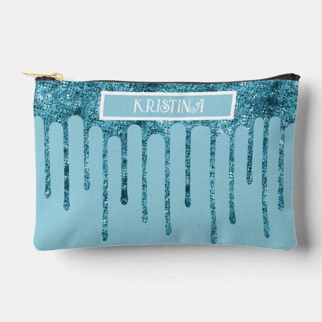 Gouttes de paillettes bleu sarcelle sur petit sac  (Recto)