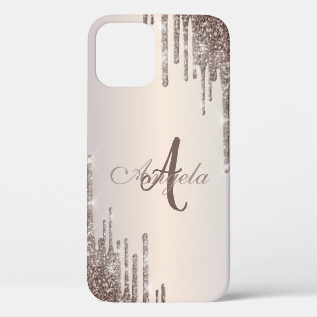 Gouttes de paillettes modernes Rose Gold, Étui Mon (Verso)