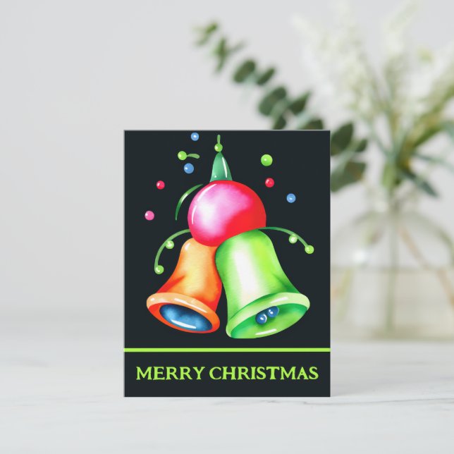 Gouttes de peinture à l'eau - Carte de Noël (Debout devant)