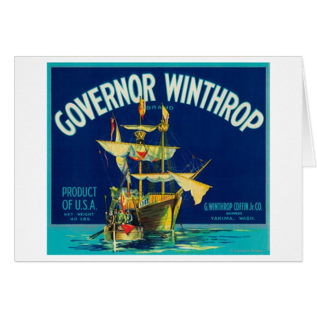 Gouverneur Winthrop Apple Étiquette (bleu) - Yakim (Devant horizontal)