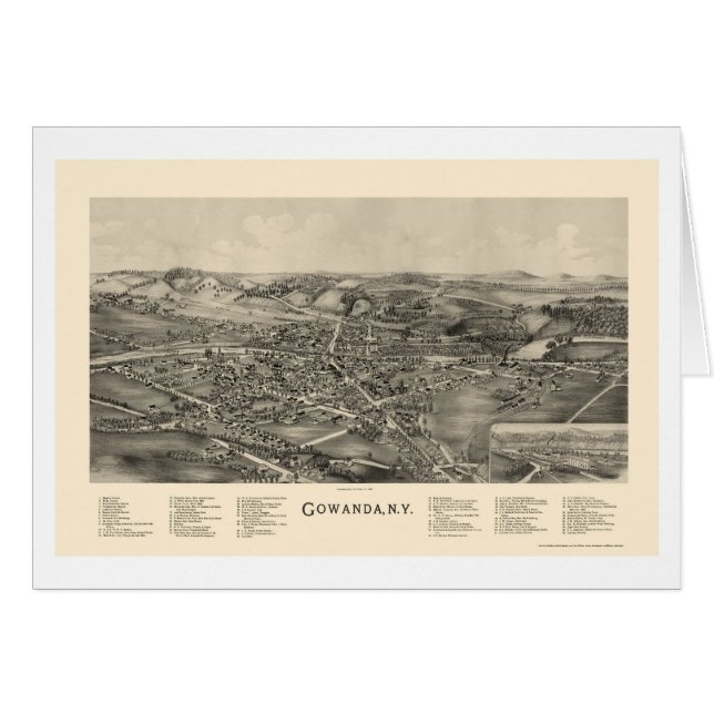 Gowanda, carte panoramique de NY - 1892 (Devant horizontal)