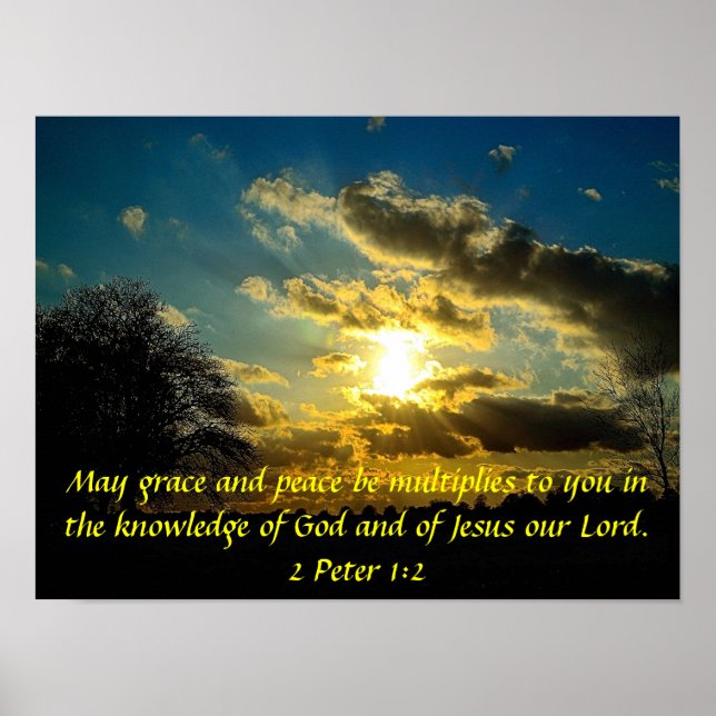Grace and Peace bible verse 2 Peter 1:2 poster (Devant)