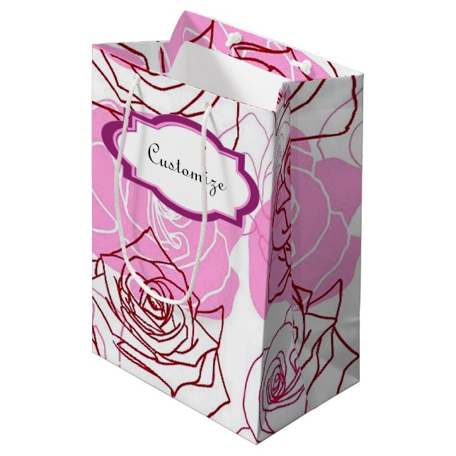 Grace & Appréciation Sac cadeau Roses roses (Devant Angle)