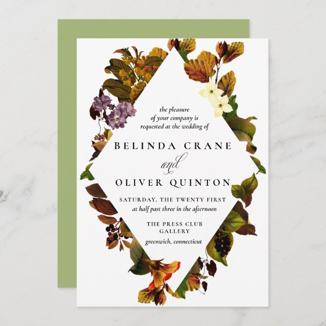 Grace Automne Vintage Mariage Invitations (Devant / Derrière)