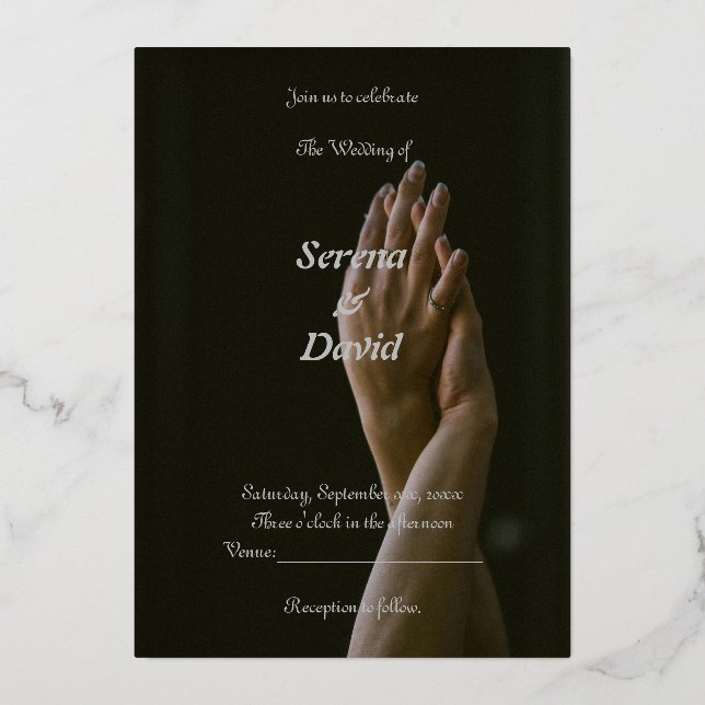 Grace monochrome : Faire-part de mariage noire et  (Recto)