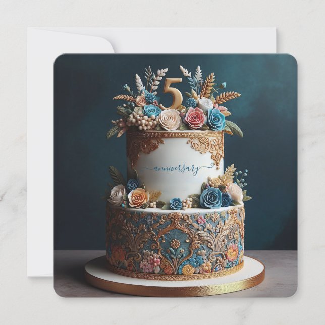 GRACEFUL 5ème MARIAGE CAKE ANNIVERSAIRE (Devant)