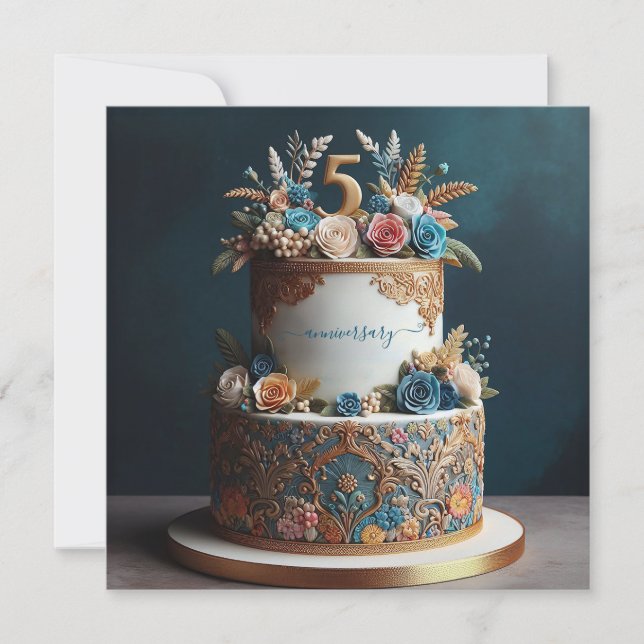 GRACEFUL 5ème MARIAGE CAKE ANNIVERSAIRE (Devant)