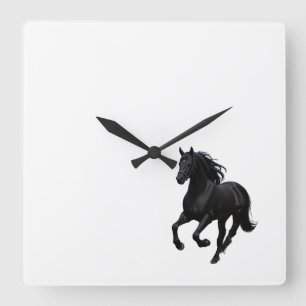 Graceful Gallop : Horloge murale du cheval noir"