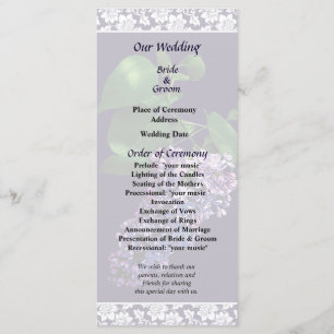Graceful Purple Lilacs Programme de mariage