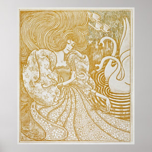 Graceful Serenity : Poster d'une femme Vintage ave