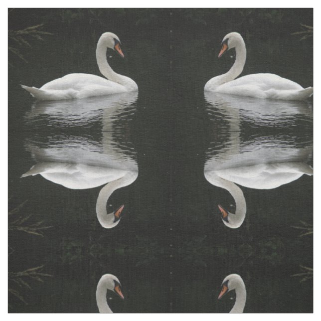 Graceful White Swan Patterned tissu animal (Échantillon)