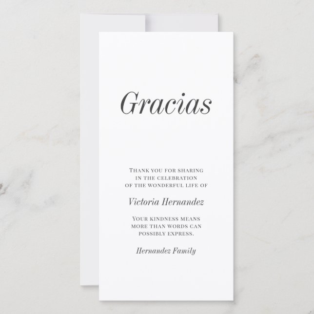 Gracias Typographie moderne Merci commémoratif (Devant)