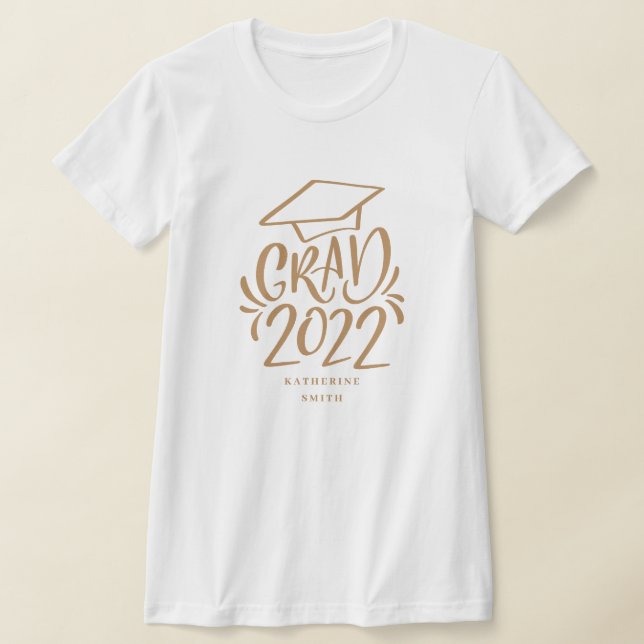 Grad 2022 avec le nom Gold Casquette T-Shirt (Poser)