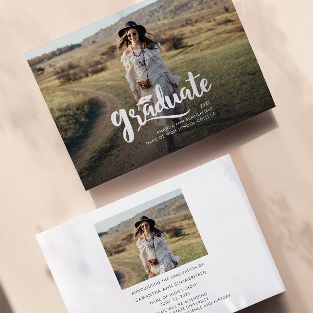 Grad 2023 Deux photo Faire-part de graduation mode (Créateur téléchargé)