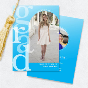 GRAD Arch Photo Ombre Blue Graduation Faire-part