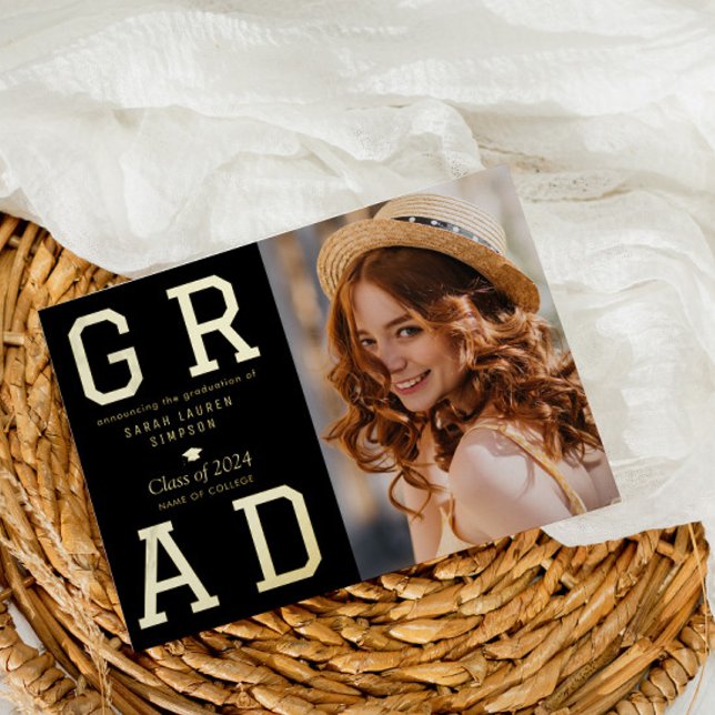 GRAD feuille d'or Faire-part de graduation du text (Créateur téléchargé)