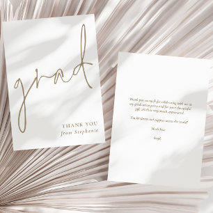 Grad Gold Script Graduation Carte de remerciements