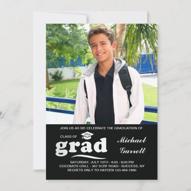 Grad Photo Invitation noir et blanc (Devant)
