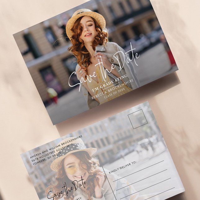 Grad Photos Grad Graduation 2025 Enregistrer la da (Graduation Script Save the Date Grad Photos Announcement Postcard)