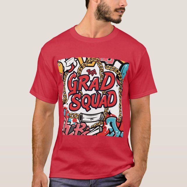 Grad Squad Hip-Hop Graffiti Graduation Mens Tshirt (Devant)