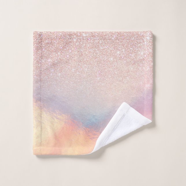 Gradient holographique de Rose Gold Glitter Irides (Gant de toilette)