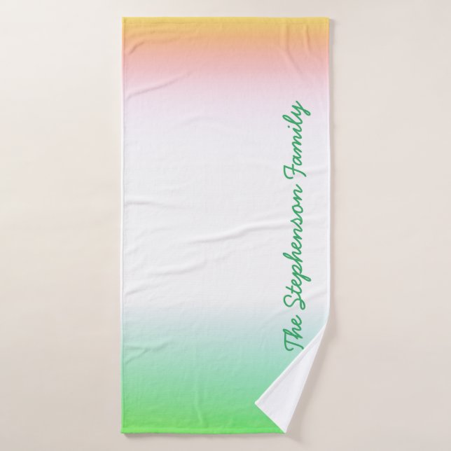 Gradient vert minty à blanc avec script vert (Serviette de bain)