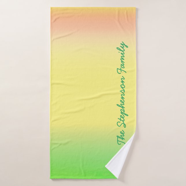 Gradient vert minty à jaune avec script vert (Serviette de bain)