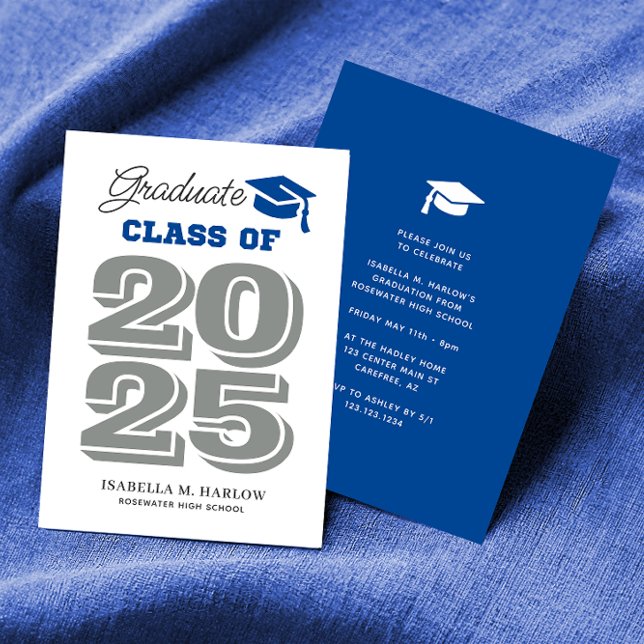 Graduate 2025 Bleu et Gris Invitation de graduatio (Créateur téléchargé)