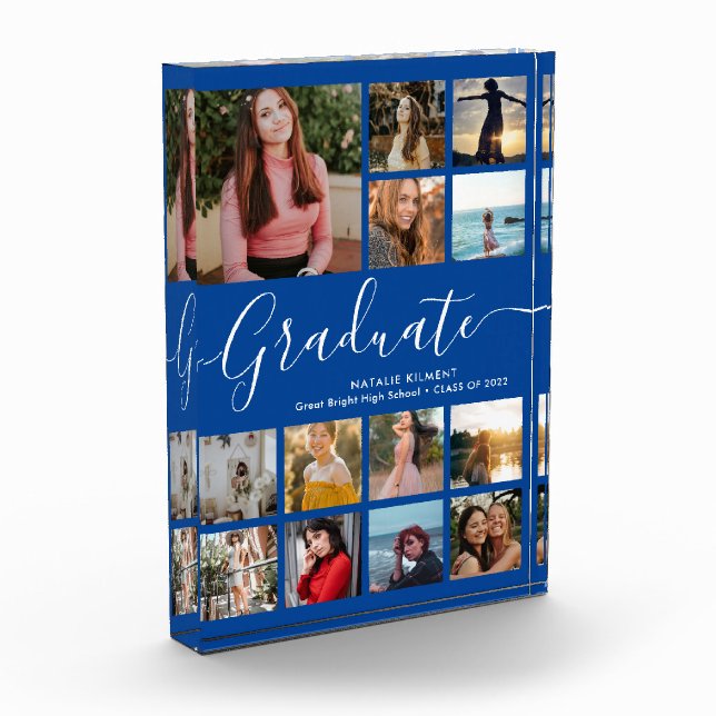 Graduate Collage Graduation Bleu Bloc photo (Gauche)