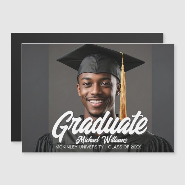 Graduate Photo Chic 2026 Graduation Magnet Card (Devant / Derrière)