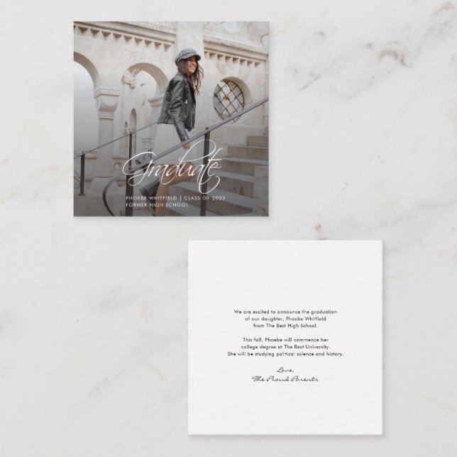 Graduation 2024 Calligraphie Faire-part photo (Devant / Derrière)