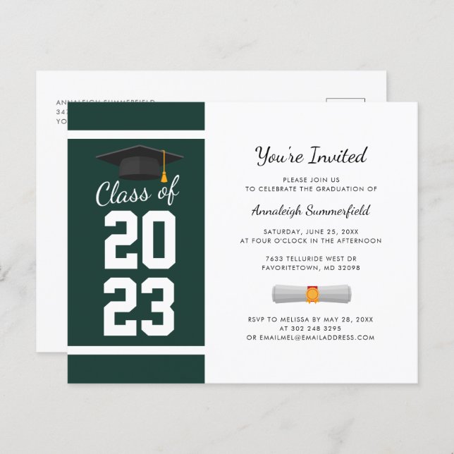 Graduation 2024 Green Grad Party Invitation (Devant / Derrière)