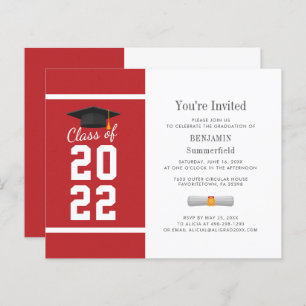 Graduation 2024 Minimaliste Red White Invitation