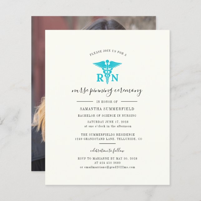 Graduation 2024 Photo Nurse Pinning Invitation (Devant / Derrière)
