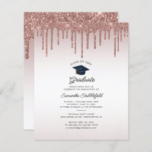 Graduation 2024 Rose Parties scintillant Party Inv