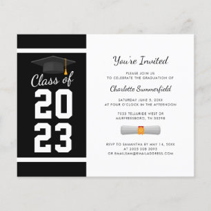 Graduation 2025 Black White Grad Party Invitation