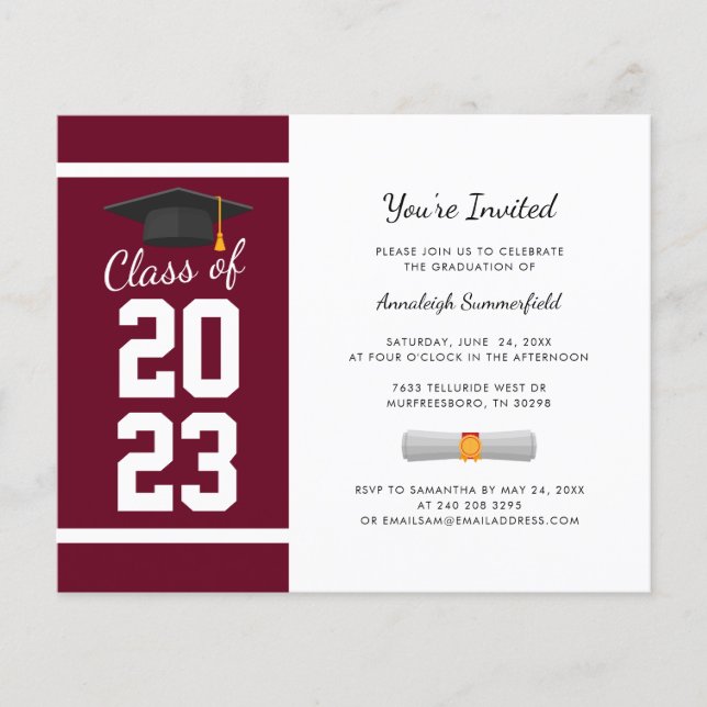 Graduation 2025 Bourgogne Grad Party Invitation (Devant)