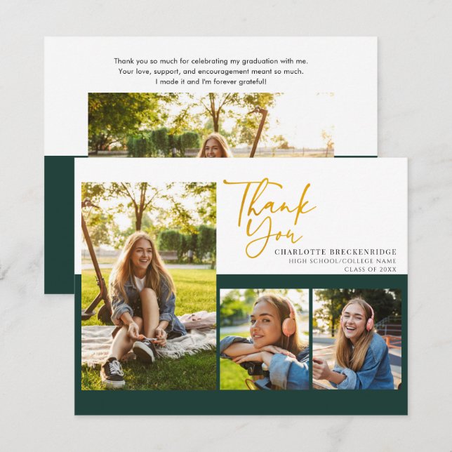 Graduation 2025 Carte de remerciements photo du pa (Devant / Derrière)