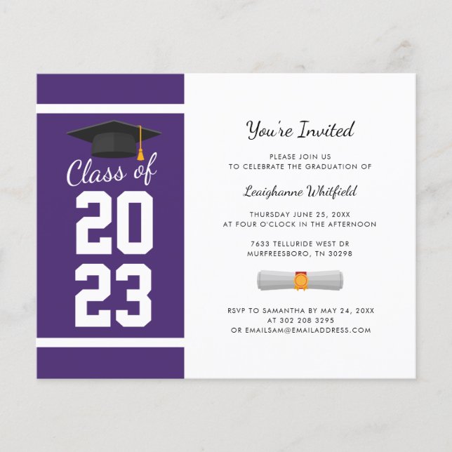 Graduation 2025 Elegant Purple Party Invitation (Devant)